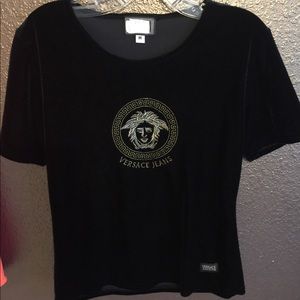 Ladies/youth Black velvet Versace top size medium
